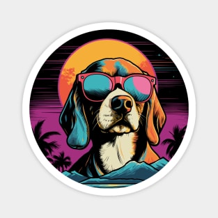 Retro Wave Beagle Dog Magnet